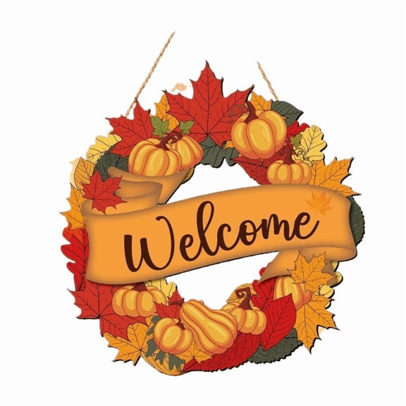 Fall Decorations, 11.8" x 11.8" Fall Welcome Sign for Front Door, Autumn Thanksgiving Decorations