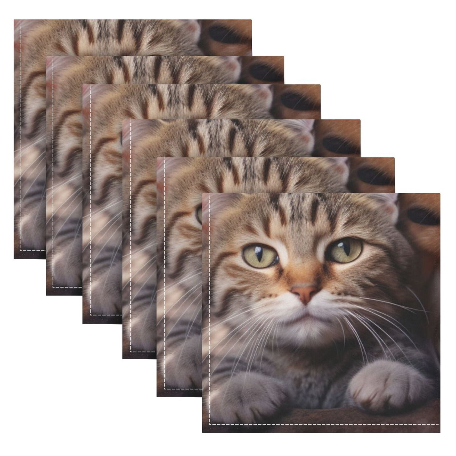 JSTEL Dog & Cat Cloth Napkins Set of 6, 20x20 Inch Washable and Reusable Napkin for Decoupage Dinner Party Everyday Use