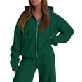 thumbnail image 4 of Nestiefly Women's Zip Up Y2K Hoodies 2026 Fall Fashion Long Sleeve Hooded Sweatshirts Casual Jacket Winter Clothes Green M, 4 of 5