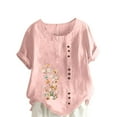 thumbnail image 1 of Pompotops Chemise Ample Décontractée d'Été pour Femmes à Manches Courtes et Col Rond avec Imprimé Floral, 1 of 5