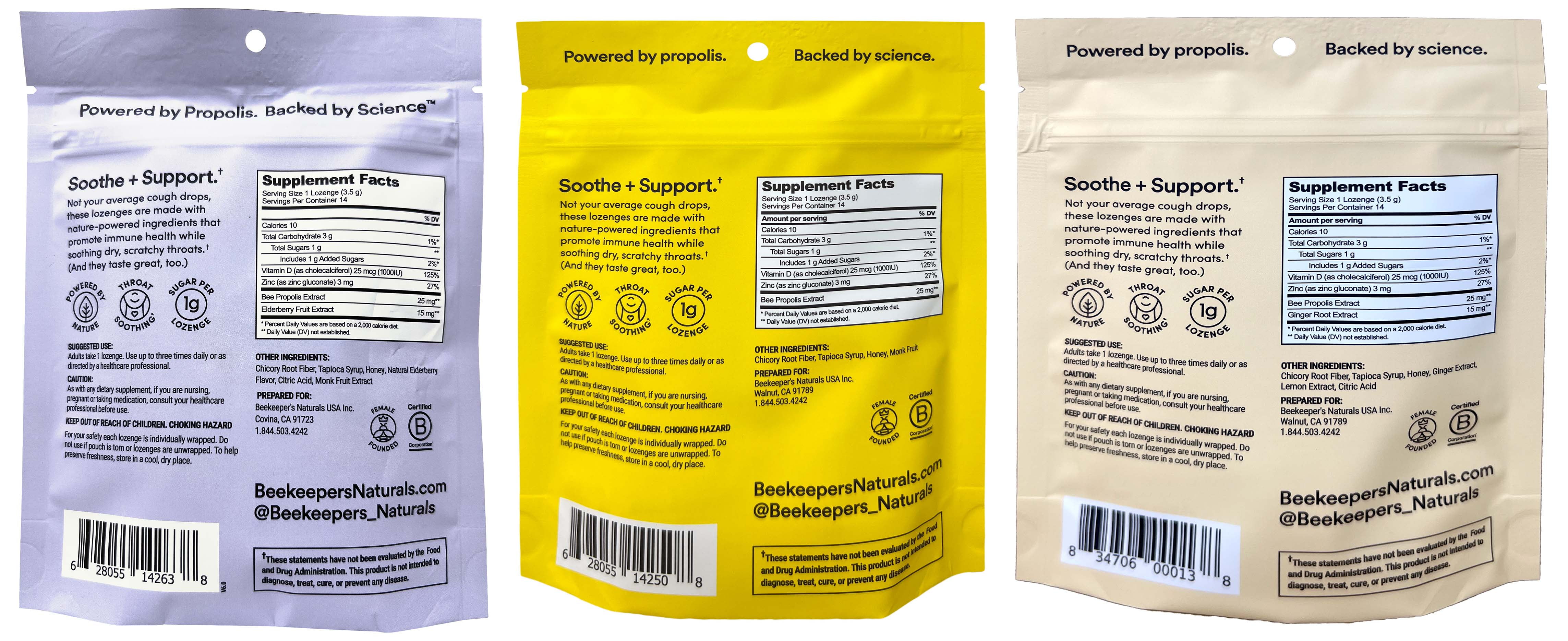 Beekeeper's Natural Propolis Soothing Lozenges 3 Flavor Variety (1) Each: Honey, Ginger Lemon, Elderberry (1.76 Ounces) | MerlinsMart Zine