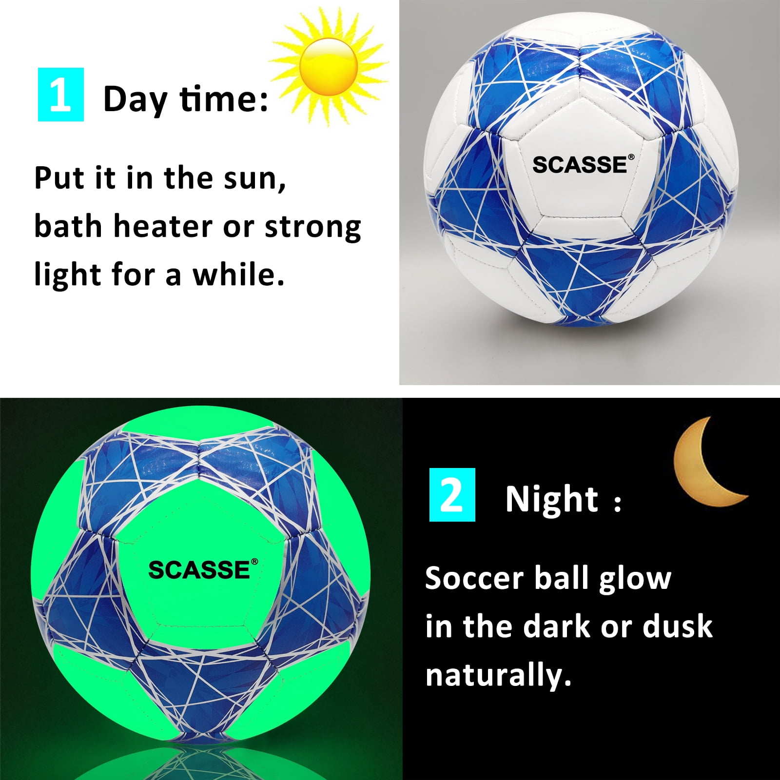Soccer Balls Kid Size 3,Glow in The Dark Official Size Soccer Ball,Indoor/Outdoor Light Up Training Ball with Pump and Needls,Street Ball Game for Kids,Boys and Girls