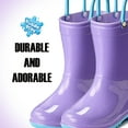 thumbnail image 4 of Puddle Play Toddler and Kids Boys and Girls Waterproof Rain Boots with Easy-On Handles - Purple with Blue Trimming - Size 12 Little Kid, 4 of 7