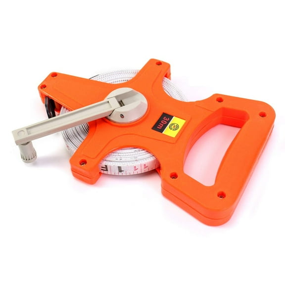 GOGHOST 30 Meter Long Open Reel Dual Sided Fiberglass Tape Measure for Engineer, Yard and Field, Measuring Tape, Orange
