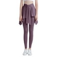 thumbnail image 1 of WLJ Women Solid Color Lace Up Waistband Pocket Yoga Pants With Skirt, 1 of 6