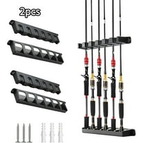 RYLZX Fishing Rod Holder for Garage Fishing Pole Holders Fishing Rod Rack Vertical Wall-Mounted for Garage Stores 6 Rods or Combos Fits Most Rod Diameters (Vertical Black, 2 Pair)