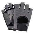 thumbnail image 1 of CHAO Guantes de gimnasio para mujer, de medio dedo, para levantamiento de pesas, con almohadilla de gel antideslizante, para entrenamiento de culturismo y ciclismo, talla L, color gris, 1 of 5