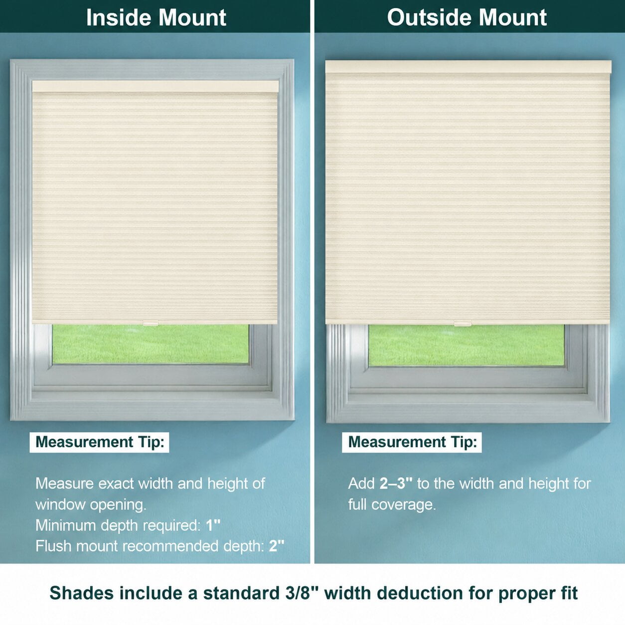 Chicology 53"W X 72"H Cordless Double Cell Cellular Shades Light Filtering Ivory