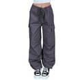 thumbnail image 6 of new style women's overalls women's solid color drawstring low waist loose trousers with pockets y2k loose streetwear-As photo shows_c-L, 6 of 7