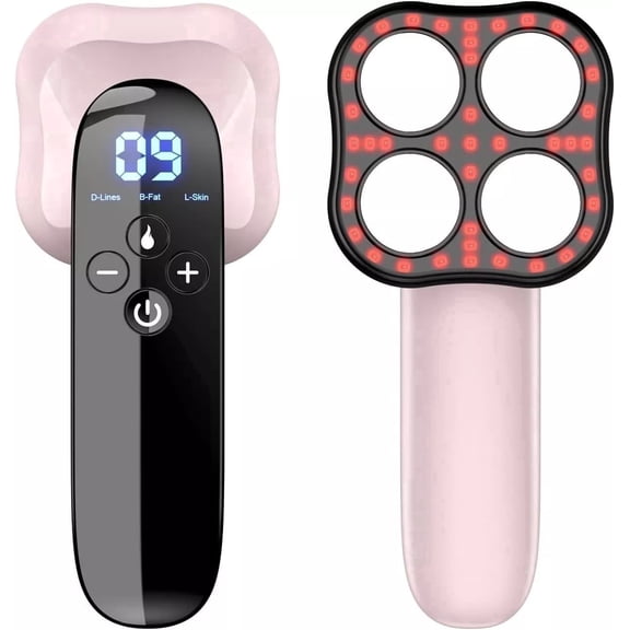 Ginpey Pro Version Cellulite Massager, Cordless Body Sculpting Machine Electric Massager for Belly & Waist, Pink