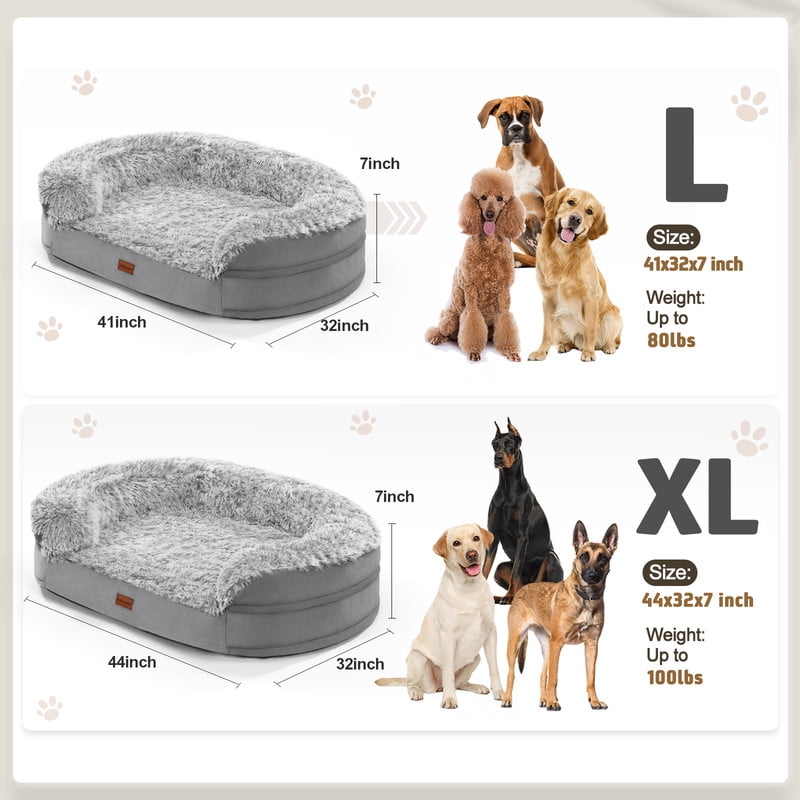 Gimars Orthopedic Egg Foam Dog Bed for Large Dogs with Bolsters, Waterproof, Removable Cover, Soft Support for Aging, Medium, Small Dogs,L