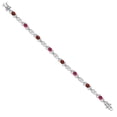 thumbnail image 3 of Gem Stone King 925 Sterling Silver Red Garnet and Pink Tourmaline and Lab Grown Diamond Bracelet for Women | 4.19 Cttw | Gemstone January Birthstone | Oval 6X4MM | Length 7.25 inches, 3 of 6