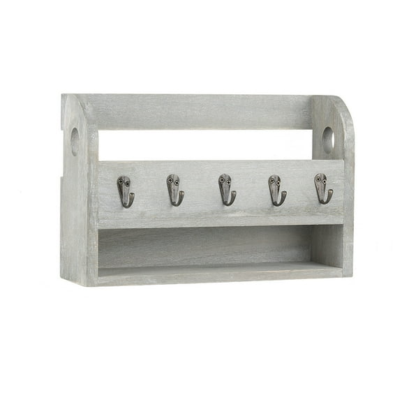 LIANTRAL Wood Wall Mounted Mail and Key Holder Organizer, Rustic Gray