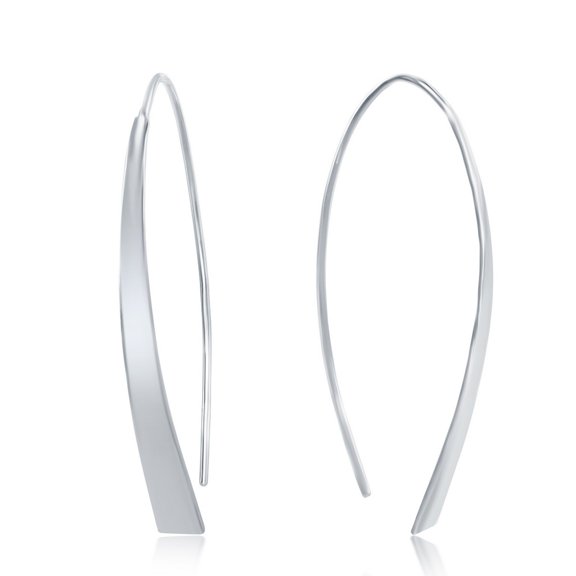 iJewelry2 Sterling Silver Curved Flat Bar Threader Earrings