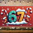 thumbnail image 5 of Blue Numbers 67th Display Candy Cane Christmas Backdrop Snowy Design Star Decor Holiday Banner for Christmas Party 67th Anniversary Winter Celebration, 5 of 9
