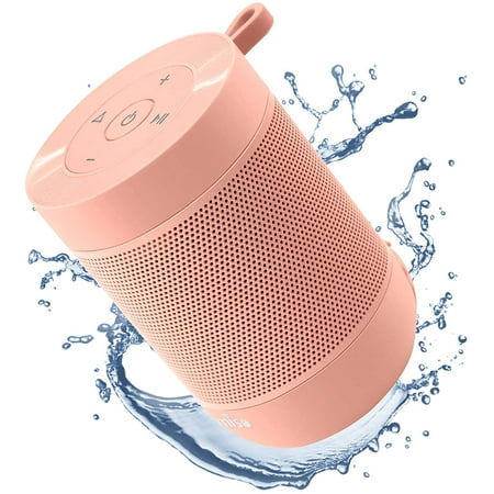 Portable Bluetooth Speaker COMISO Small Wireless Shower Speaker 360 HD Loud Sound Stereo Pairing Waterproof Mini Pocket Size Built in Mic Support TF Card for Travel Outdoors Home Office Pink