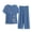 005_Blue, variant on MEICHEN Pajamas for Women Set Ladies Short Sleeves Printed Blouse Seventh Pants Two Piece Suit Summer Essentials Fashion Sleepwear