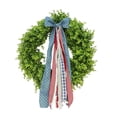thumbnail image 2 of Boxwood Wreath with Bow, Red/White/Blue, 4th of July Independence Day Farmhouse Wall Porch Decor, 2 of 8