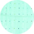 thumbnail image 1 of Ahgly Company Machine Washable Indoor Round Solid Turquoise Blue Modern Area Rugs, 6' Round, 1 of 4