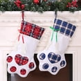 thumbnail image 4 of Calcetines Navideños para Mascotas con Diseño de Patitas y Cuadros Azules, Tela Suave, Estilo Festivo, Tamaño 45x20 cm, Peso Ligero de 71g, Incluye 1 Calcetín con Forma de Huella, 4 of 6