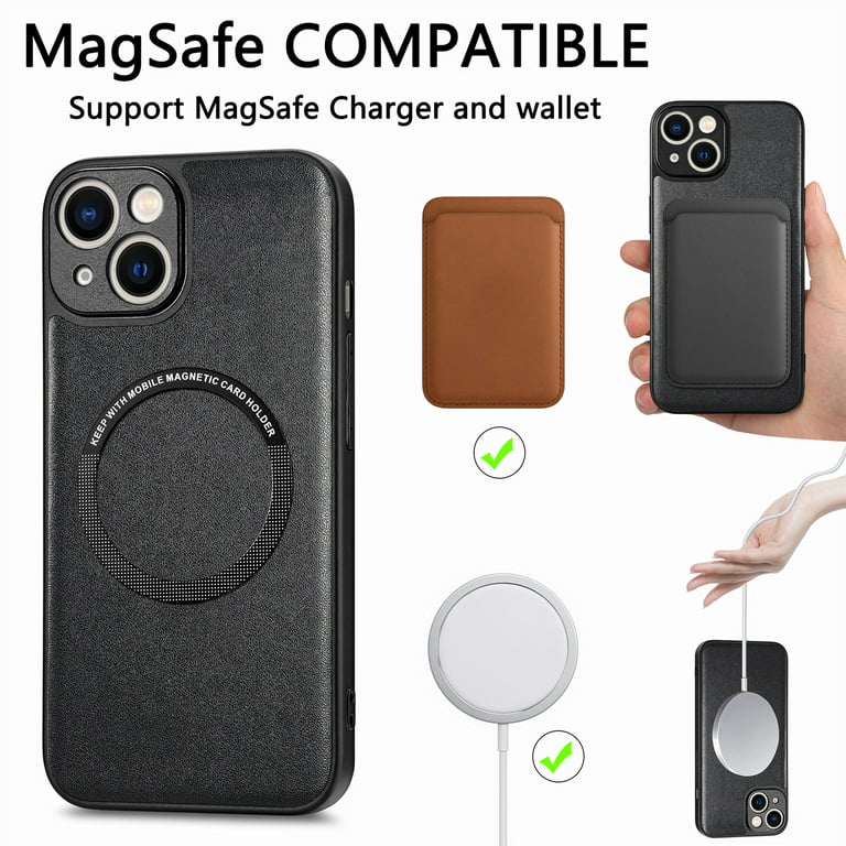 Feishell Fit for iPhone 14 (6.1 inch) Case,Built in Magnets for MagSafe  Charger,Drop Protection Durable PU Leather Ultra Thin Lightweight Support
