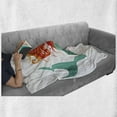 thumbnail image 5 of Underwater Soft Flannel Fleece Throw Blanket, Illustration of Red Haired Mermaid Romantic Imagination Theme, Cozy Plush for Indoor and Outdoor Use, 50" x 60", Dark Orange Turquoise, by Ambesonne, 5 of 5