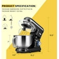 thumbnail image 5 of SPECSTAR Stand Mixer, 650W 10 Speed 6 Quart Tilt-Head Kitchen Electric Food Mixer with Beater, Dough Hook and Wire Whip, Black, 5 of 8