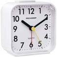 Peakeep Small Battery Operated Analog Travel Alarm Clock Silent No