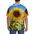 thumbnail image 3 of Rateoe Sky Golden Sunflower Field B Print Mens Front Pocket Hawaiian Shirts Casual Shirts Short Sleeve Button Down Beach Tropical Shirts-3X-Large, 3 of 5