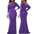 thumbnail image 4 of Aayomet Prom Dress Women Fall Fashion V Neck Long Sleeve Flowy Slit Wedding Party Dresses,Purple L, 4 of 4