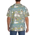thumbnail image 5 of Naloa Cute Farm Birds Men's Loose Fit Cuban Collar Short-Sleeve Shirt with Button-down and Chest Pocket for Everyday Wear Outings - Large, 5 of 7