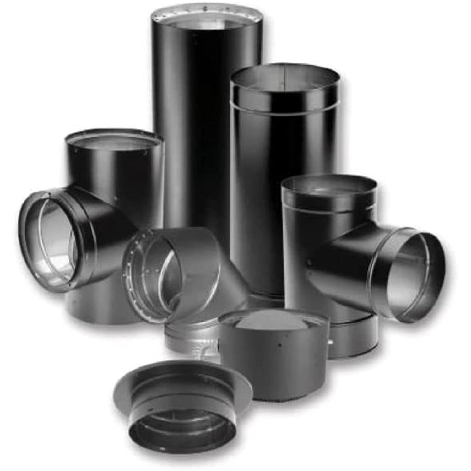 DuraVent DuraBlack 6DBK-12 6 Inch Single Wall Steel Wood Burning Adjustable Chimney Stove Pipe Connector to Vent Smoke and Exhaust, Black