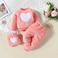 thumbnail image 3 of Elainilye Fashion Infant Boys with Girls Plush Heart Print Top with Plush Pants Bag Three Piece Set Sizes 0-3Y,Pink, 3 of 9