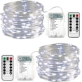 thumbnail image 1 of Guirnalda de luces de batería, paquete de 2, 10 m, 100 luces LED de Navidad, resistente al agua, 8 modos, guirnalda de luces de alambre de cobre con mando a distancia Sincero  Hogar, 1 of 6