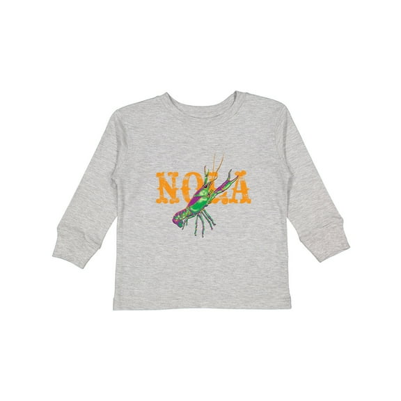 Inktastic NOLA Mardi Gras Crayfish in Orange Boys or Girls Long Sleeve Toddler T-Shirt