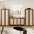thumbnail image 4 of Brafabhome 67" Tall Rattan Storage Cabinet with 2 Doors, Wooden Pantry Cabinets with 4 Adjustable Shelves & Solid Wood Handle for Home, Kitchen | Walnut, 4 of 11