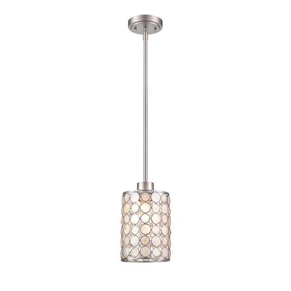 Elk Home Sagamore 6-inch Wide 1-Light Mini Pendant in Brushed Nickel with with Natural Capiz Shell Shade