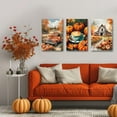 thumbnail image 2 of Hieng Fall Wall Art Pumpkin Picture 3 Pieces Autumn Harvest Wall Decor Fall Themed Canvas Thanksgiving Painting Prints for Kitchen Fall Party Decor Unframed, 2 of 6