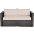 thumbnail image 2 of Costway 2PCS Patio Rattan Corner Sofa Sectional Furniture Beige Cushion Brown, 2 of 11
