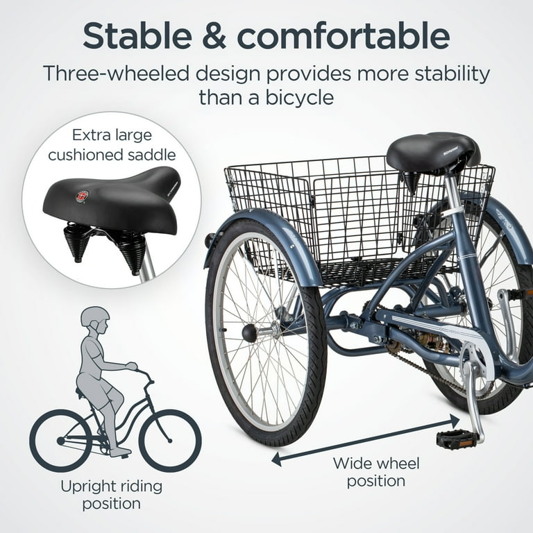 Schwinn Meridian 24-Inch Slate Blue Adult Three Wheel Trike