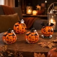 thumbnail image 4 of Indoor Halloween Decor, Halloween Table Decor, Halloween Skeleton Decorations, Jack O Lantern Decor, 4.5X4.5X4 Inch Resin Halloween Pumpkin Figurine with Mini Ghost and Halloween, 4 of 5