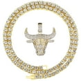 thumbnail image 4 of Charles Raymond Iced Out Bull Pendant on Tennis Chain for Men or Women - Bling'ed Out Hip Hop Jewelry on Blast! - Gold or Silver and Size Your Choice – TN001 Bull (Gold 20"), 4 of 4