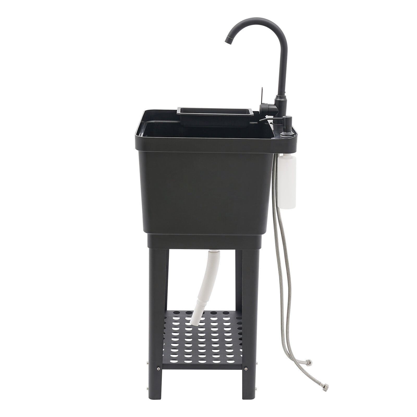Modern Utility Sink Garage Bathroom Laundry Sink W/ Soap Box+Storage Rack+Faucet 50*48*84cm for Laundry, Bathrooms, Sundry Rooms