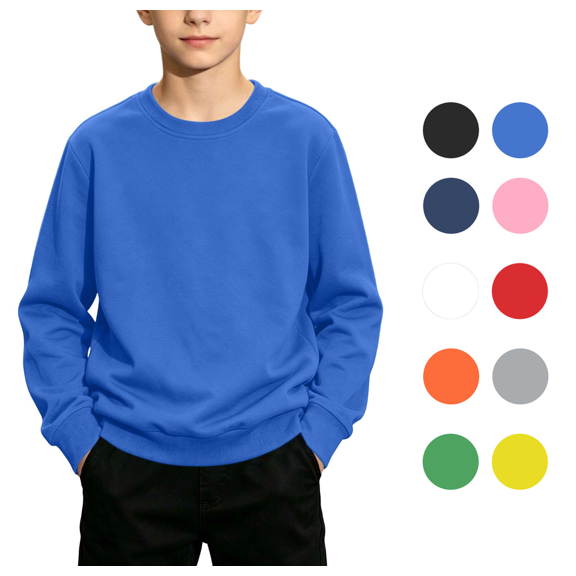 Tsivenald Boys Crew Sweatshirts Long Sleeve Boy Relaxed Soft Kid Teen Pullover Sweaters for Youth Kids(Blue,1-13 Years)