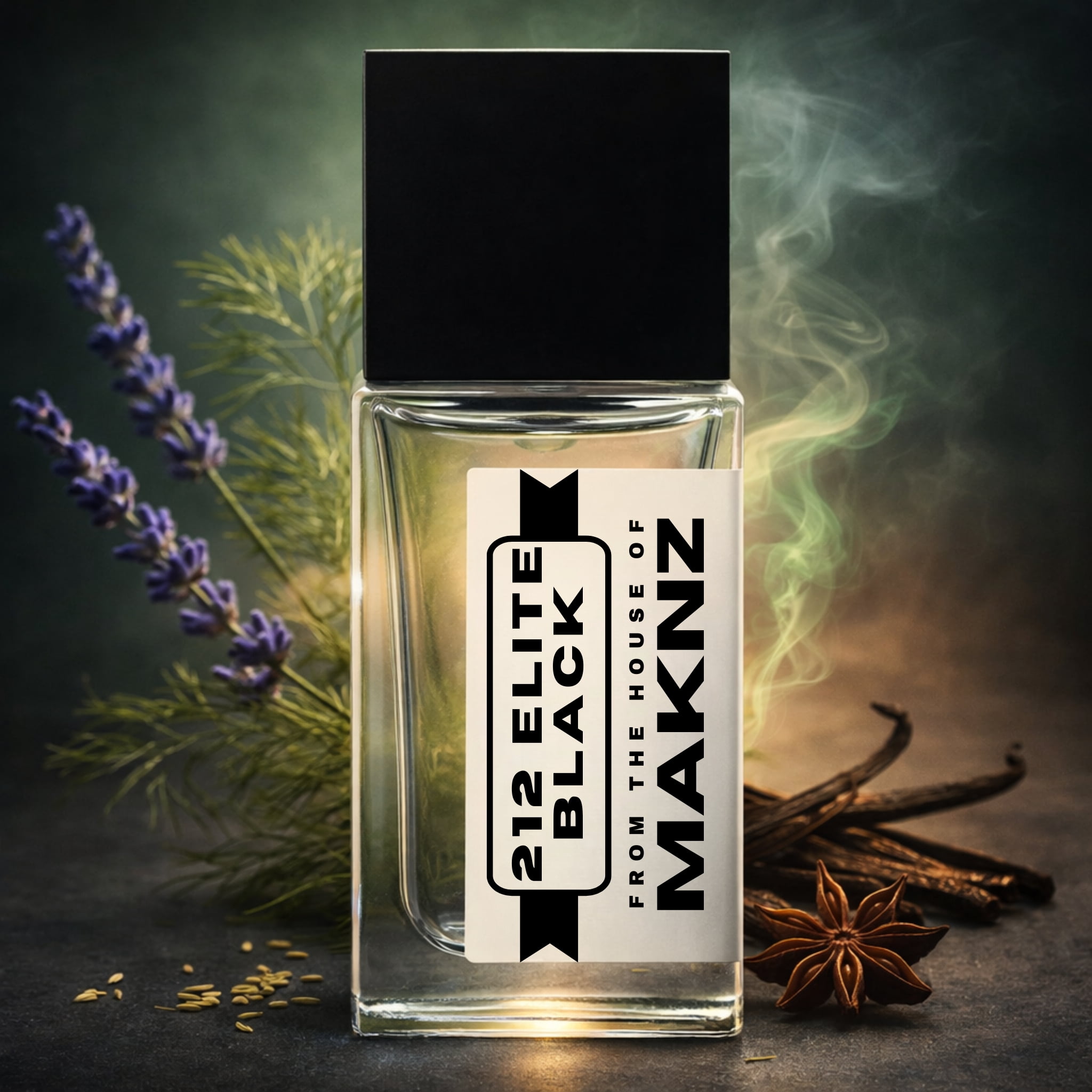 MAKNZ 212 Elite Black Eau de Parfum, Inspired by VIP Black, Cologne for Men, 1.7 oz / 50ml – Aromatic, Vanilla, Soft Spicy, Anise, Lavender, Musky, Powdery, Bitter Sweet, Fresh Spicy