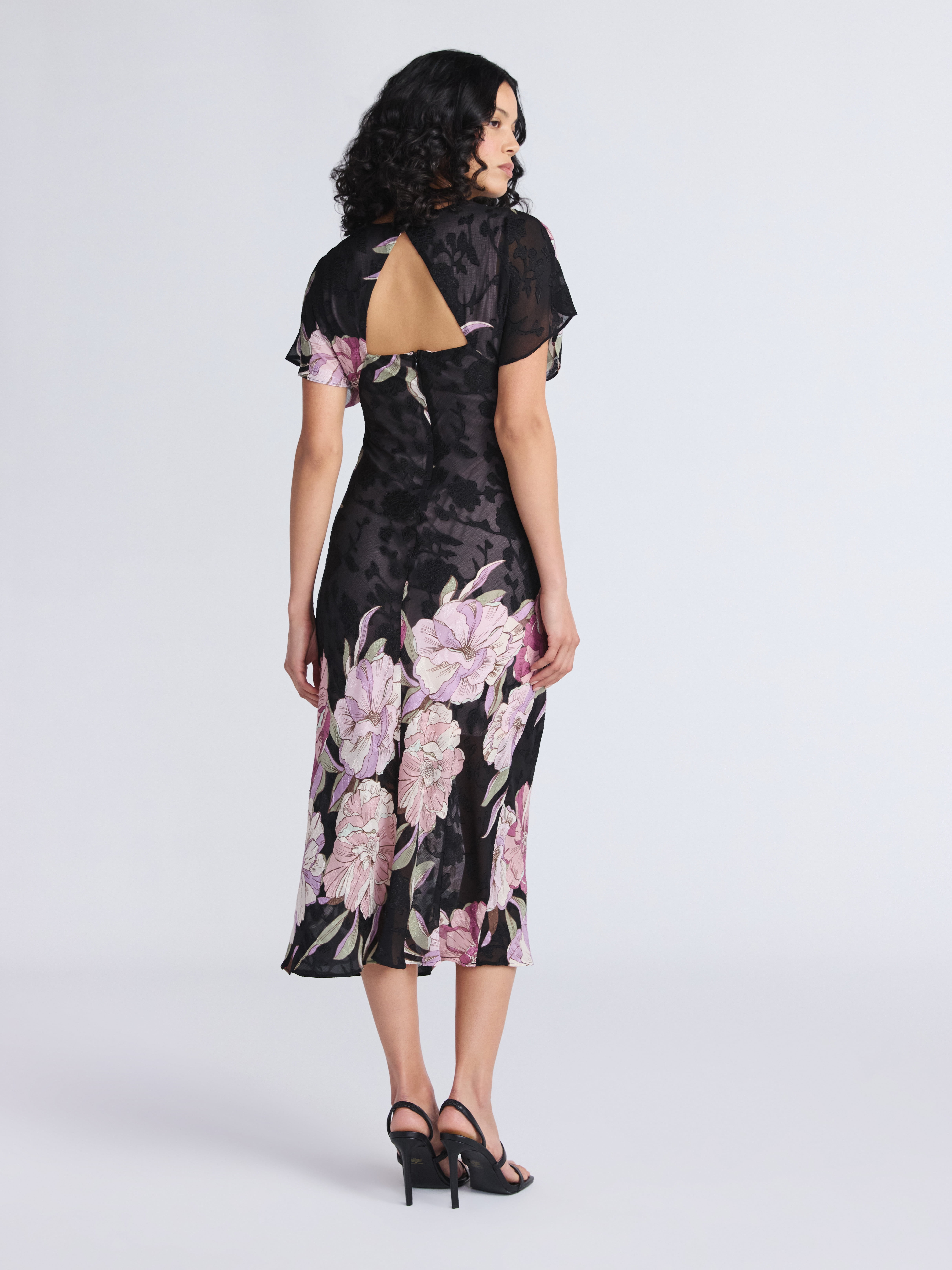 Sofia by Sofia Vergara Women's and Women's Plus  Bias Cut Midi Dress with Short Sleeves, Mid Calf Length, Sizes XS-4X
