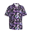 thumbnail image 2 of Daiia Pink purple rainbow flower butterfly Hawaiian Shirt for Men Gentle Cotton Regular Short Sleeve Casual-Large, 2 of 9