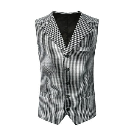 

WANYNG Mens Casual Wedding Party Banquet V Neck Sleeveless Slim Fit Houndstooth Jacket Suit Vest Mens L9ng Sleeve Shirts under Scrubs Shirt
