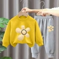 thumbnail image 3 of Toddler Tracksuit Girl 4T 2 Piece Fall Casual Loose Outfits Cute Print Crewneck Sweatshirt Joggers Sweatpants 3-9T, Yellow, 3 Years, 3 of 3