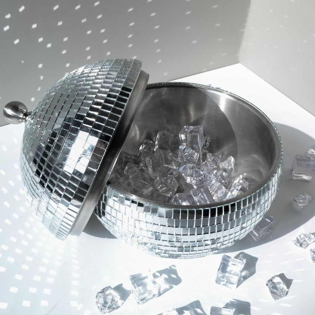 Giaone Unique Discos Ball Ice Container Preserves Beverages Chilling Reflective Mirrored Wine Coolers Container for Partie